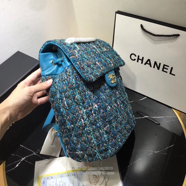 Chanel女包 Chanel最新編織紅金斜紋 91122中號 雙肩背包 呢料系列 香奈兒後背包 Chanel新款雙肩包  djc3243